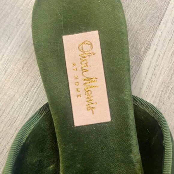 Olivia Morris at Home Daphne Green Velvet Slippers sz. EU 38 / US 7 - Picture 4 of 5